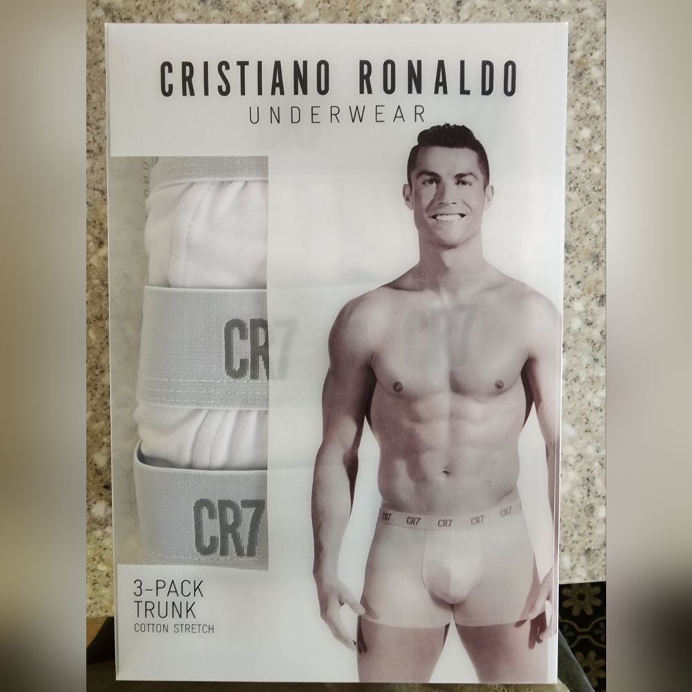 Cristiano Ronaldo CR7 White Basic 3-Pack Trunk Boxer Briefs Men's Underwear